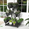 3-tier vertical raised garden bed in black with 6 container boxes and wheels, perfect for balconies and patios.