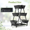 3-tier vertical raised garden bed in black with 6 container boxes and wheels, ideal for patios and balconies.