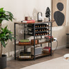 3-Tier Wine Bar Cabinet with Storage Shelves-Brown - Gallery View 1 of 10
