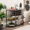3-Tier Wine Bar Cabinet with Storage Shelves-Gray - Gallery View 1 of 10
