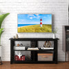 3 Tier Wood TV Stand for 55-Inch with Open Shelves and X-Shaped Frame-Black - Gallery View 1 of 11