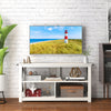 3 Tier Wood TV Stand for 55-Inch with Open Shelves and X-Shaped Frame-White - Gallery View 1 of 11