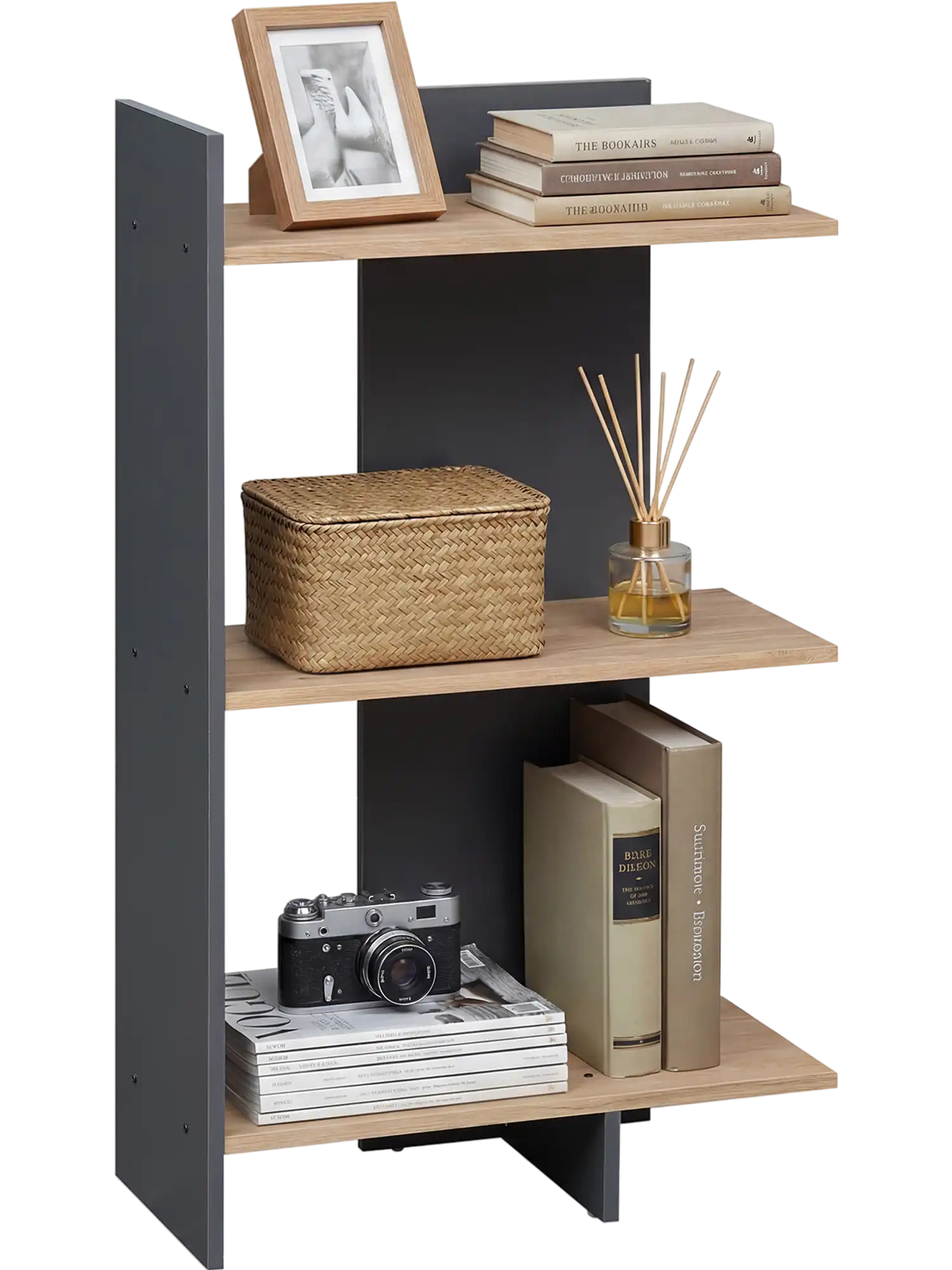 Costway 3 Tier Wooden Bookshelf with Anti-Tipping Kit 52614457 New