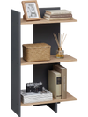 3-tier wooden bookshelf in oak with anti-tipping kit, ideal for living rooms and home offices, showcasing organized.