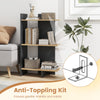 3-tier wooden bookshelf in oak with anti-tipping kit, offering stability and ample storage for living rooms or home.