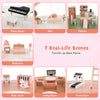3-tier wooden dollhouse featuring 7 colorful scenes and 31 accessories, perfect for kids aged 3-8 years old.