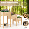 3-tier wooden raised garden bed made of natural fir wood with open storage shelf for growing flowers and herbs.