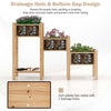3-tier wooden raised garden bed made of natural fir wood, featuring drainage holes and open storage shelf for easy.