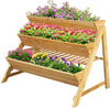 3 Tier Wooden Vertical Raised Garden Bed with Storage Shelf