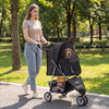 3 Wheel Pet Stroller in black for small dogs and cats, featuring a removable liner and adjustable canopy for comfort.