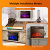 28-inch electric fireplace with remote, showcasing multiple installation modes for versatile home heating and ambiance.