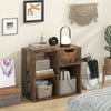 3-Cube Bookcase 2-tier Wooden Storage Shelf with Pull-out Drawer-Brown - Gallery View 1 of 10