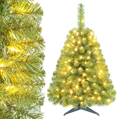 Costway Pre-Lit Artificial Mini Christmas Tree 100 Warm White LED Lights 41428470 New