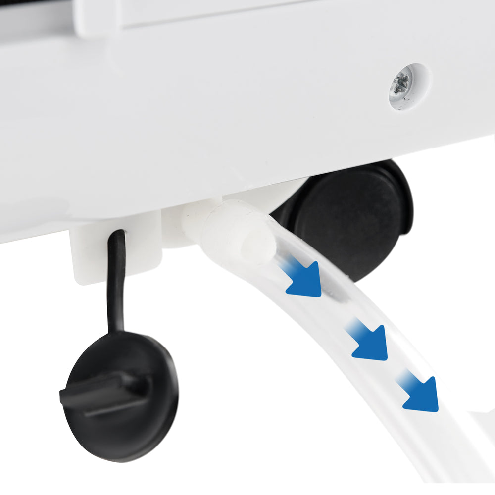 Close-up of the drainage hose on the 3-in-1 8000 BTU portable air conditioner, designed for easy maintenance and.