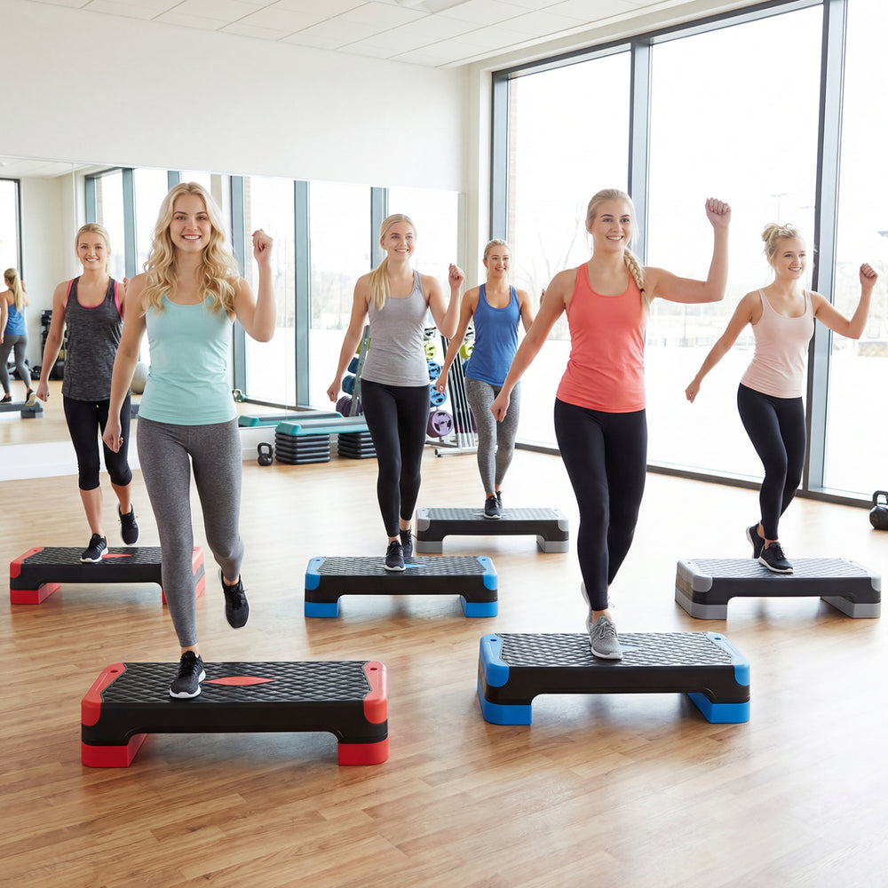3-in-1 Aerobic Step Platform Set with 2 Stackable Risers and Balance Trainers for Home-Blue - Gallery View 1 of 10