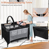 U-shaped waterproof changing table for the 3-in-1 portable baby crib and playpen in black, featuring a safety belt.