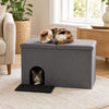 3-in-1 Cat Litter Box Enclosure with Removable & Movable Divider for Pets-Gray - Gallery View 1 of 10
