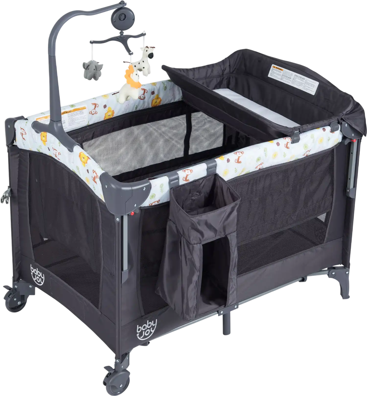 Costway 3-in-1 Convertible Portable Baby Playard Music Box Wheels Brakes 51746980 New