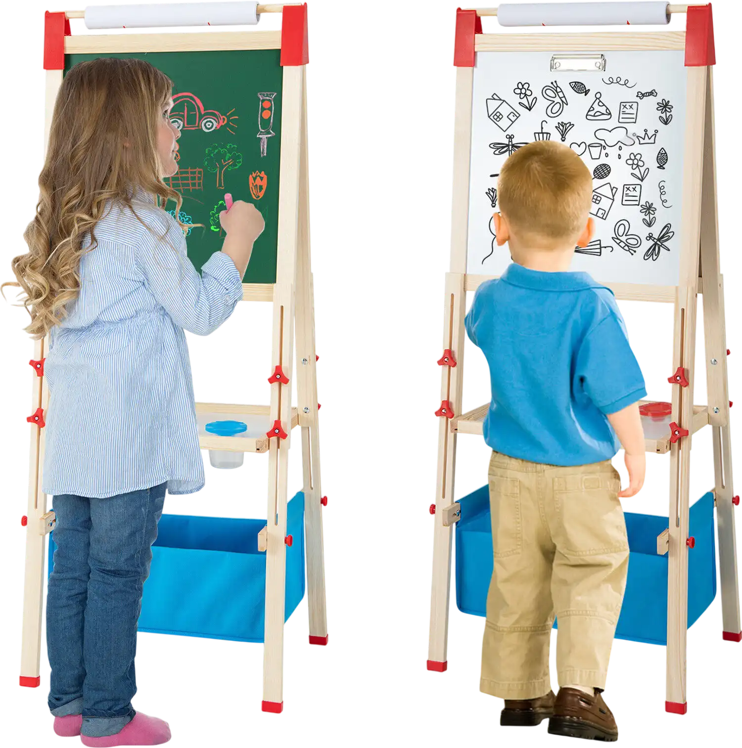 Costway 3-in-1 Double-Sided Adjustable Kid Art Easel 92086758 New