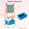 Adjustable double-sided kid easel with chalkboard, whiteboard, and storage bag for ages 3-8, height 40"-49.5".