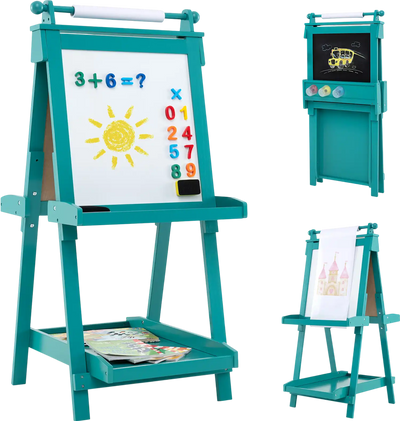 Costway 3-in-1 Double-Sided Art Easel Chalkboard Magnetic Whiteboard 964137285 New