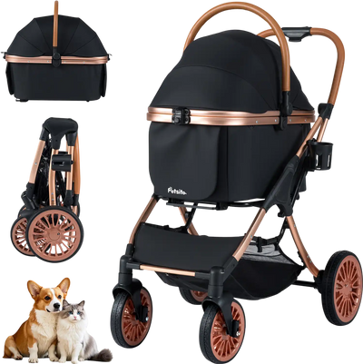 Costway 3-in-1 Foldable Pet Stroller Sun Shade Safety Belt 55 lbs 92636025 New
