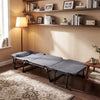 Gray 3 in 1 folding camping cot shown as a lounge chair with adjustable backrest for versatile seating and sleeping.