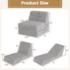 3-in-1 folding sofa bed in gray with dimensions for versatile use, featuring a washable zippered cover and thick sponge.
