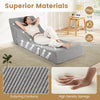 3-in-1 folding sofa bed in gray with a comfortable inclined backrest and removable corduroy cover for easy cleaning.