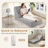 3-in-1 folding sofa bed in gray with inclined backrest, featuring a washable cover, perfect for relaxing and reading.