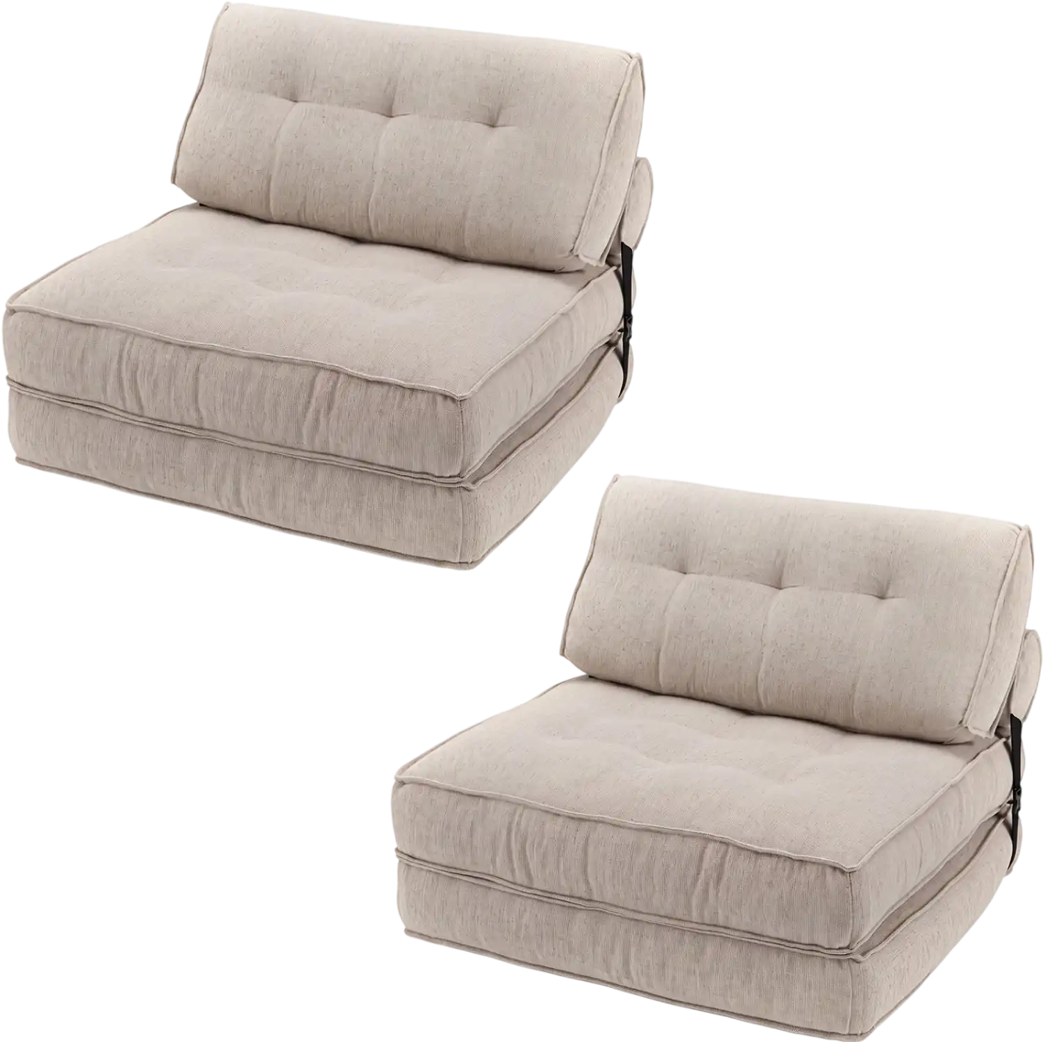 Costway 3-in-1 Folding Sofa Convertible Floor Chair Bed Set of 2 with Bolster 38161418 New