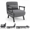 3-in-1 Folding Sofa Bed with Adjustable Backrest Comfy Cushion and Hidden Metal Legs-Gray - Gallery View 1 of 2