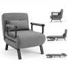 Gray 3-in-1 folding sofa bed features an adjustable backrest and comfy cushion, ideal for apartments or dorms.