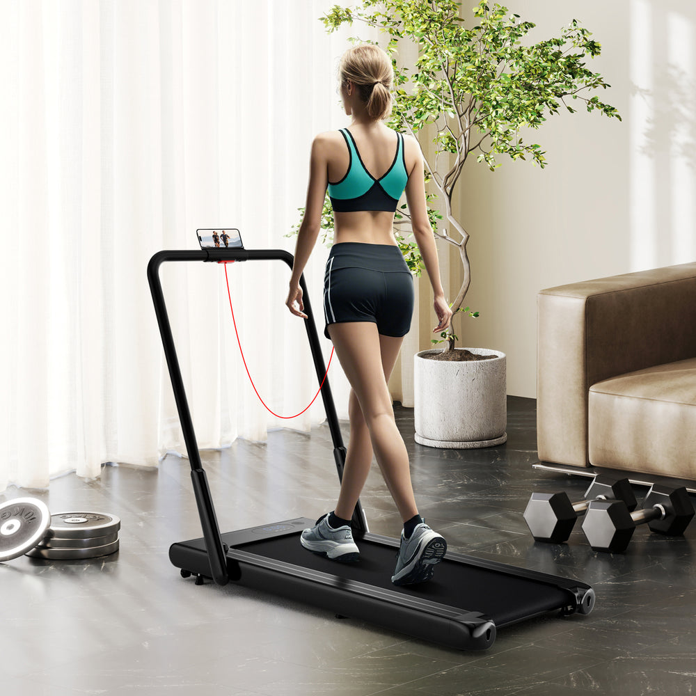 3-in-1 3HP Folding Treadmill with Smart Apps Remote Control and Speakers-Black - Gallery View 1 of 10