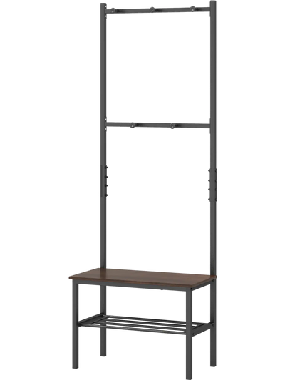 Costway 3-in-1 Freestanding Entryway Hall Tree Bench with Hooks 24980999 New