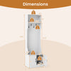 Dimensions of the 3-in-1 Hall Tree with Bench and Storage, featuring adjustable shelves and multiple hooks for.