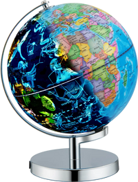 3-in-1 Illuminated World Globe with Stand and  88 Constellations