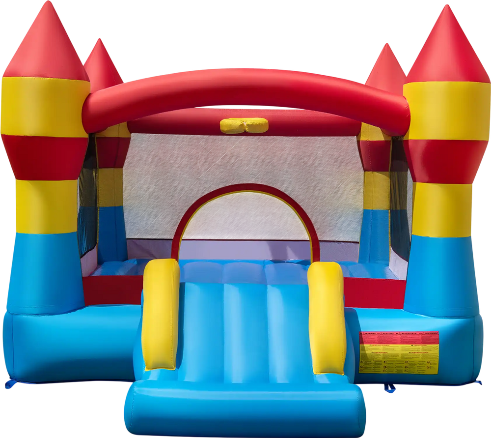 3-in-1 Kids Bouncer with Slide Large Jumping Area and Basketball Hoop without Blower