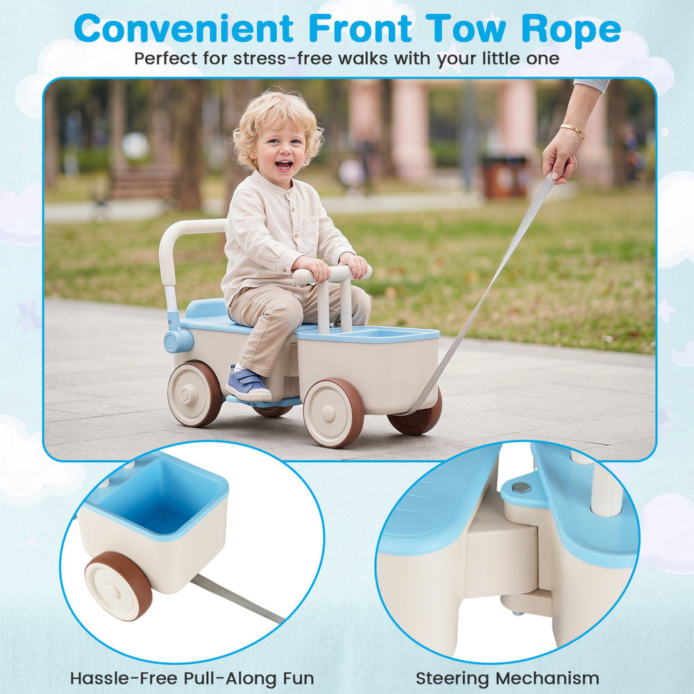 3-in-1 Kids Ride On Push Car with Rope and Storage Basket - Gallery View 6 of 11