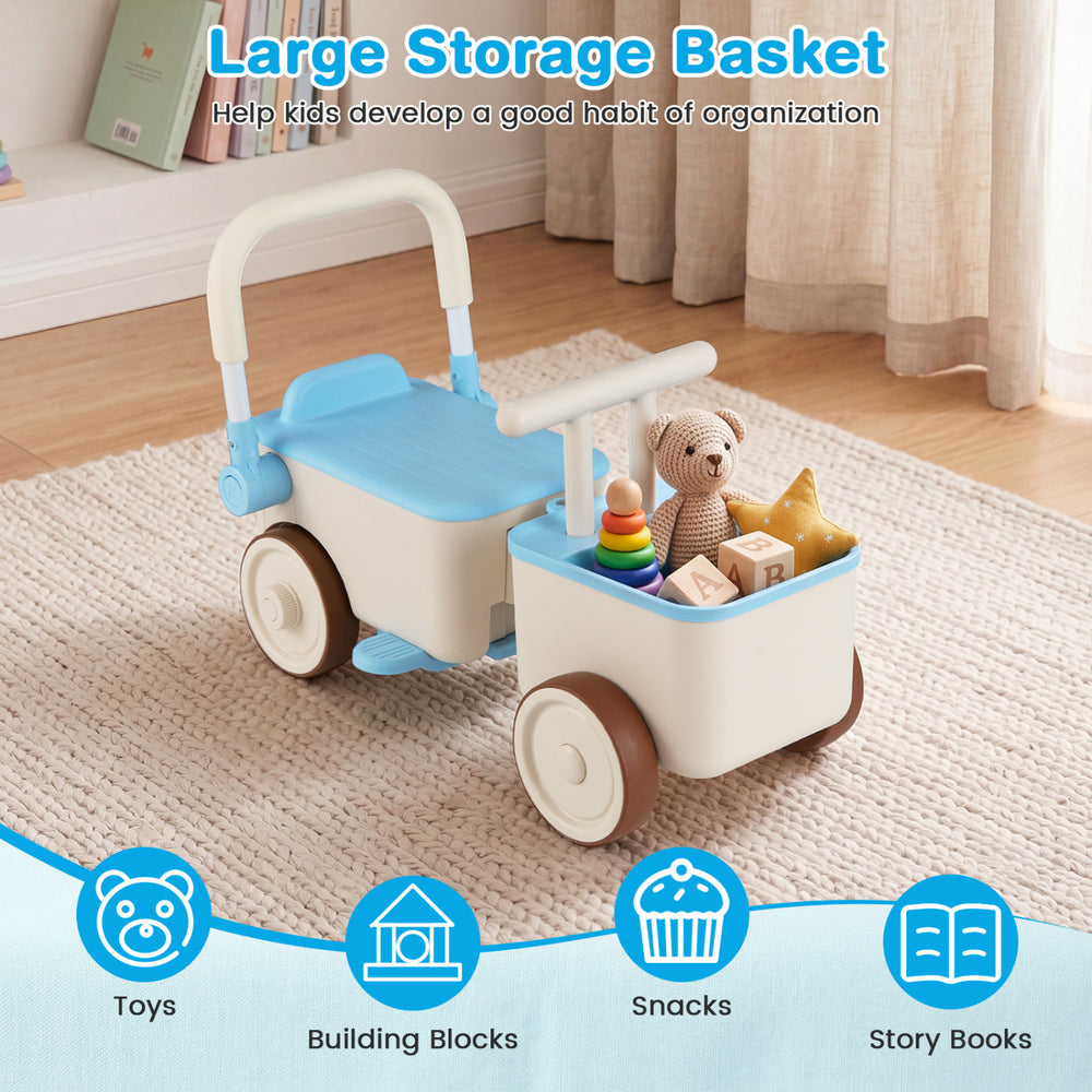 3-in-1 Kids Ride On Push Car with Rope and Storage Basket - Gallery View 8 of 11