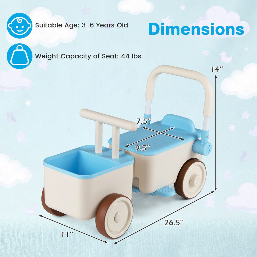3-in-1 Kids Ride On Push Car with Rope and Storage Basket - Gallery View 4 of 11
