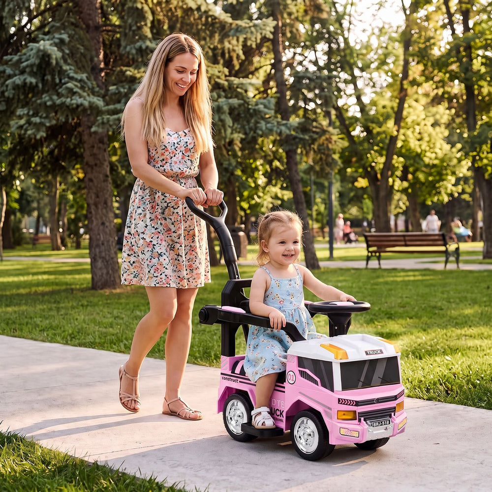 3-in-1 Kids Ride On Push Car for Toddlers 3 to 5 Years Old with Music-Pink - Gallery View 1 of 10