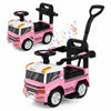 Pink 3-in-1 kids ride-on push car features parental control, music buttons, and removable guardrails for toddlers aged 3 to 5.
