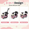 3-in-1 pink kids ride-on push car features parental control, music buttons, and removable guardrails for growing toddlers.