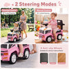 3-in-1 pink kids ride-on push car features parental and manual steering modes, anti-slip wheels, and under-seat storage.