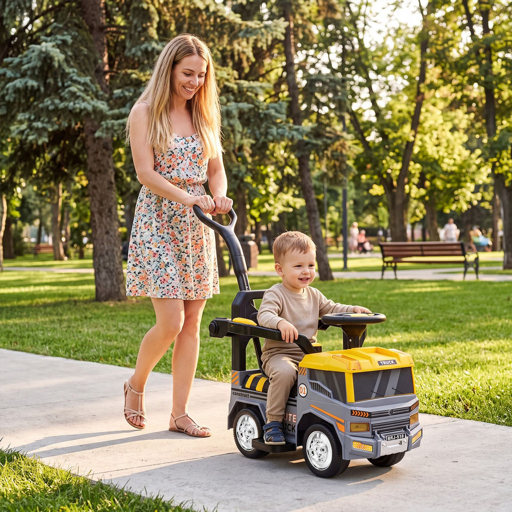 3-in-1 Kids Ride On Push Car for Toddlers 3 to 5 Years Old with Music-Gray - Gallery View 1 of 10