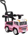 Pink 3-in-1 kids ride-on push car features parental control, music buttons, and removable guardrails for toddlers aged 3 to 5.