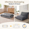 Large 3-in-1 bean bag chair in grey, convertible to bed, featuring soft crushed sponge and breathable corduroy fabric.