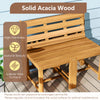 Solid acacia wood loveseat bench with slatted seat, featuring a splinter-free surface for outdoor comfort and.