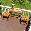 3-in-1 outdoor acacia wood loveseat bench set with slatted seats, perfect for garden or porch relaxation.